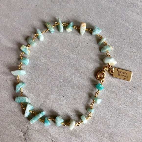 Estrella & Luna Jewelry - NWT Amazonite Bracelet Link Style 14K Gold S M L